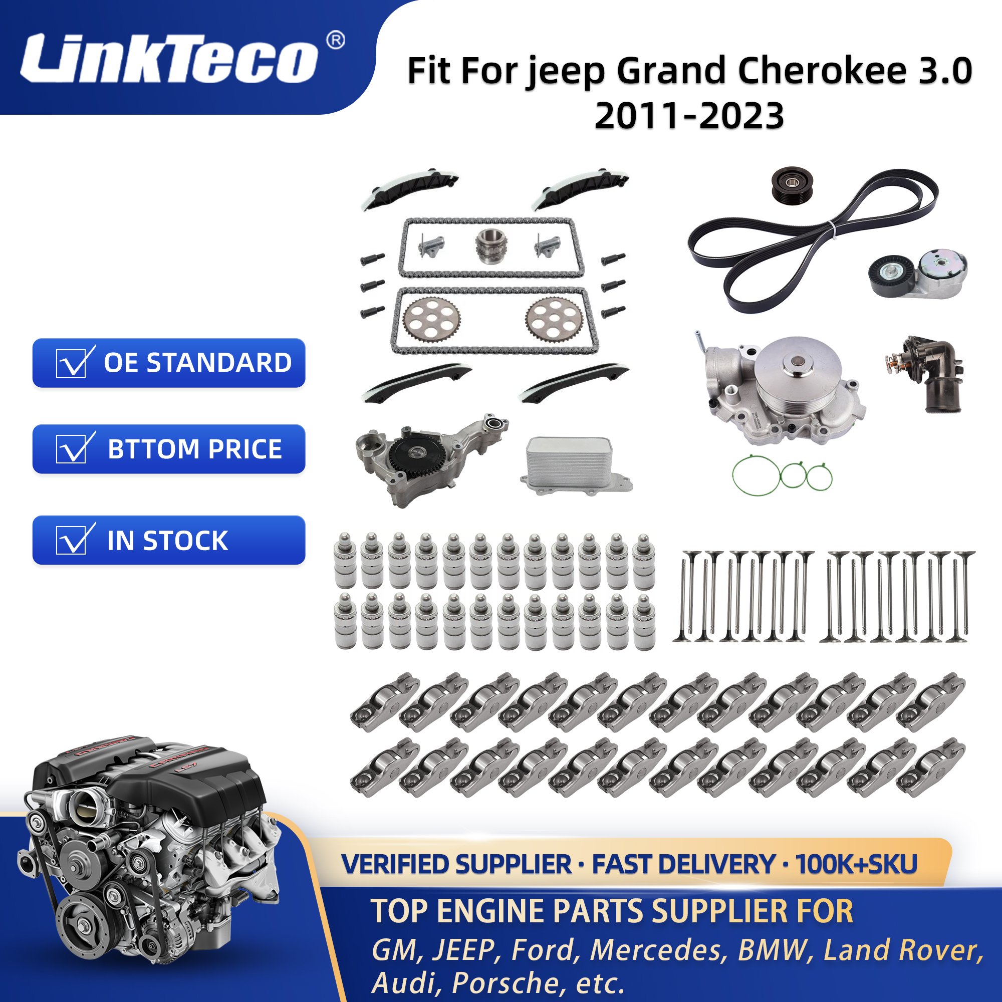 Linkteco cylinder head gasket timing chain kit Main Bearing crankshaft For Jeep Grand Cherokee 3.0 crd diesel 2011 - 2023
