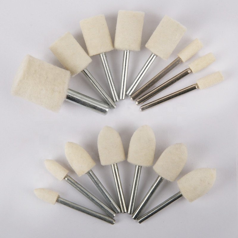 Felt Polishing Pad Set Wool Buffing Wheels Point & Mandrel Kit Shank Rotary Tools Accessories