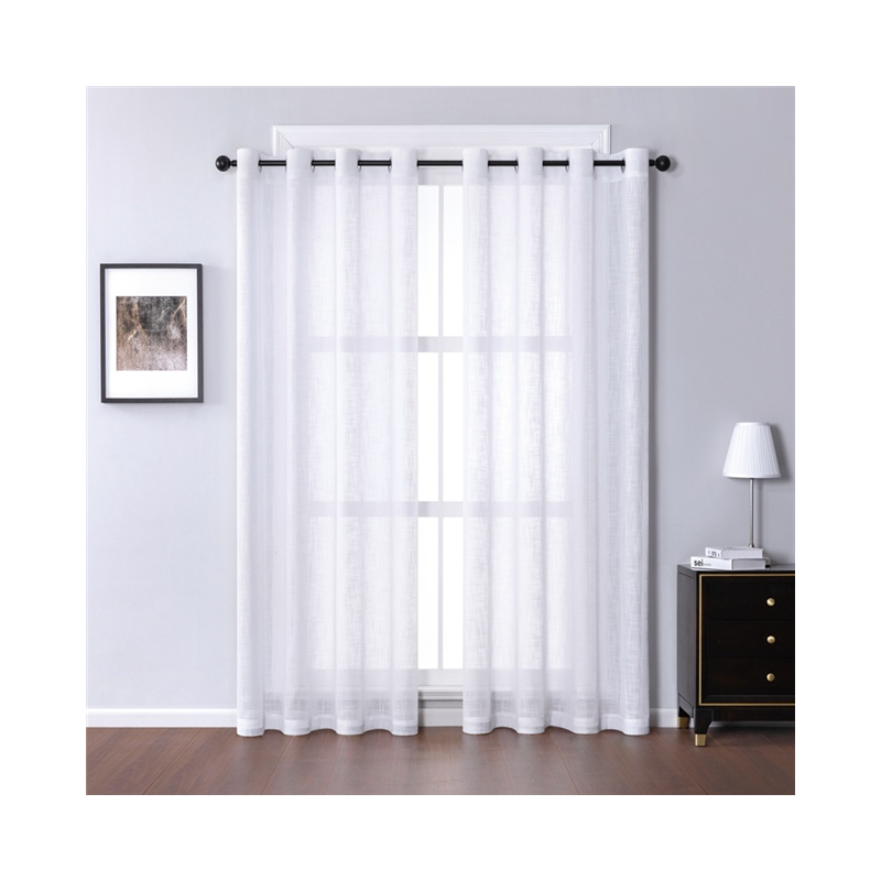 Modern Simplicity White Sheer Faux Linen Voile Curtains Soft Home Decor for Living Room and Bedroom for Window Hospital Use