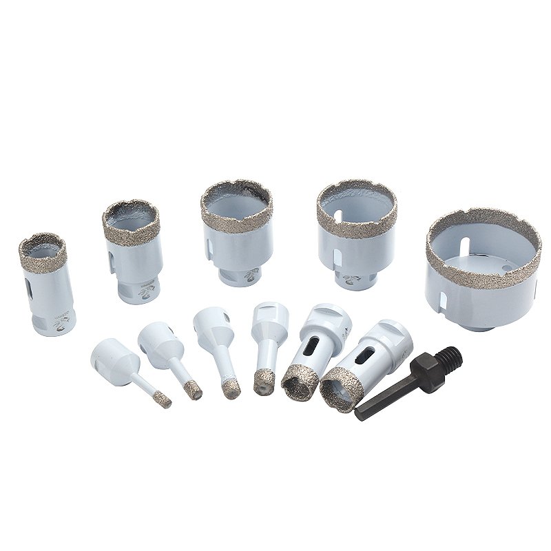 12PCS Diamond Core Drill Bit Kit 6.8.10.12.20.25.28.35.45.50.68+SDS Connecting Rod Hole Saw Diamond Core Drill Bit Set