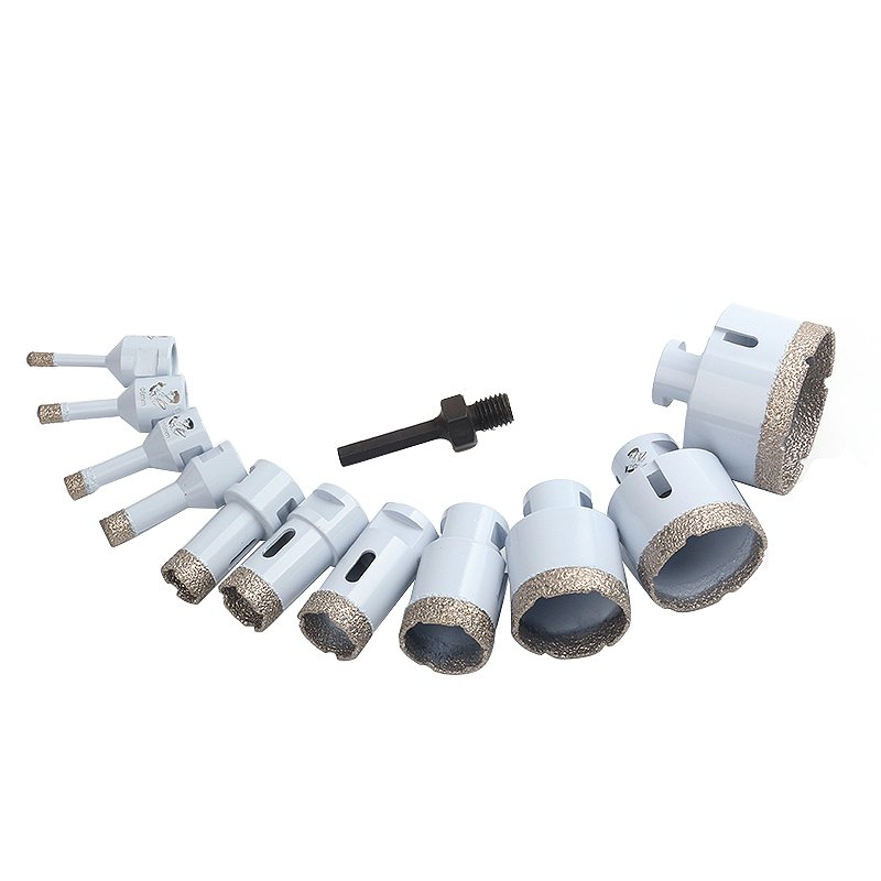 12PCS Diamond Core Drill Bit Kit 6.8.10.12.20.25.28.35.45.50.68+SDS Connecting Rod Hole Saw Diamond Core Drill Bit Set