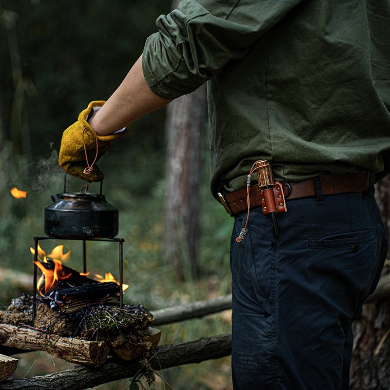 Hot Sale Camping Tool Handmade Fat Wood Handle Flint Fire Starter Sparking Ferrocerium Magnesium Rod Lighter Kit Bushcraft