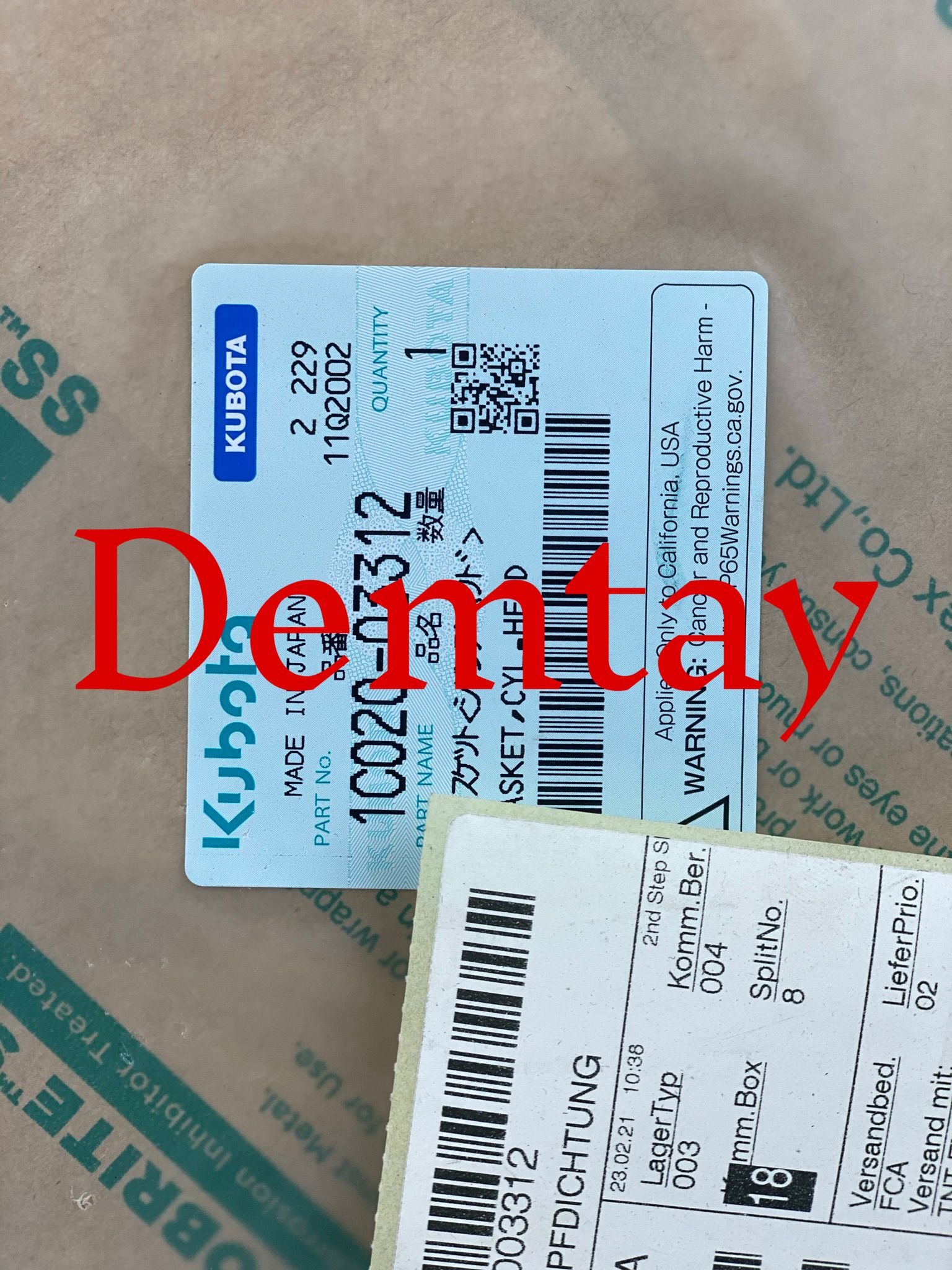 Genuine Kubota Spare Part Kubota V3 Series engine 1C020-03312 Cylinder Head Gasket/Standart Kubota Diesel Engine Spare Part