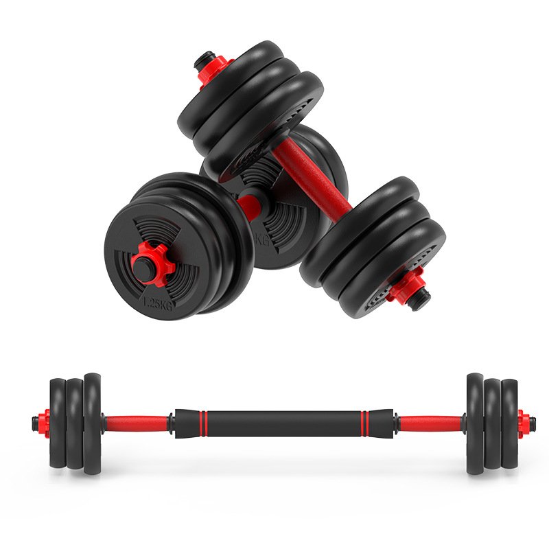 10Kg Adjustable Weight Barbells Plastic Coated Free Weights Sets with Non-Slip Connecting Rod Quick Conversion Dumbbell