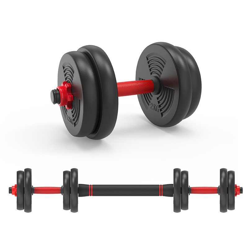 10Kg Adjustable Weight Barbells Plastic Coated Free Weights Sets with Non-Slip Connecting Rod Quick Conversion Dumbbell