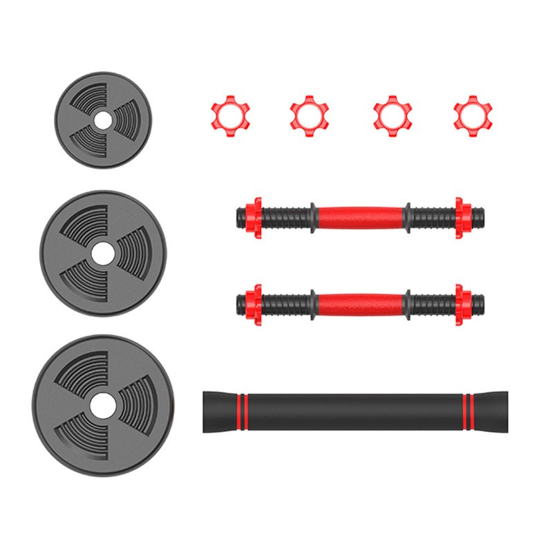 10Kg Adjustable Weight Barbells Plastic Coated Free Weights Sets with Non-Slip Connecting Rod Quick Conversion Dumbbell