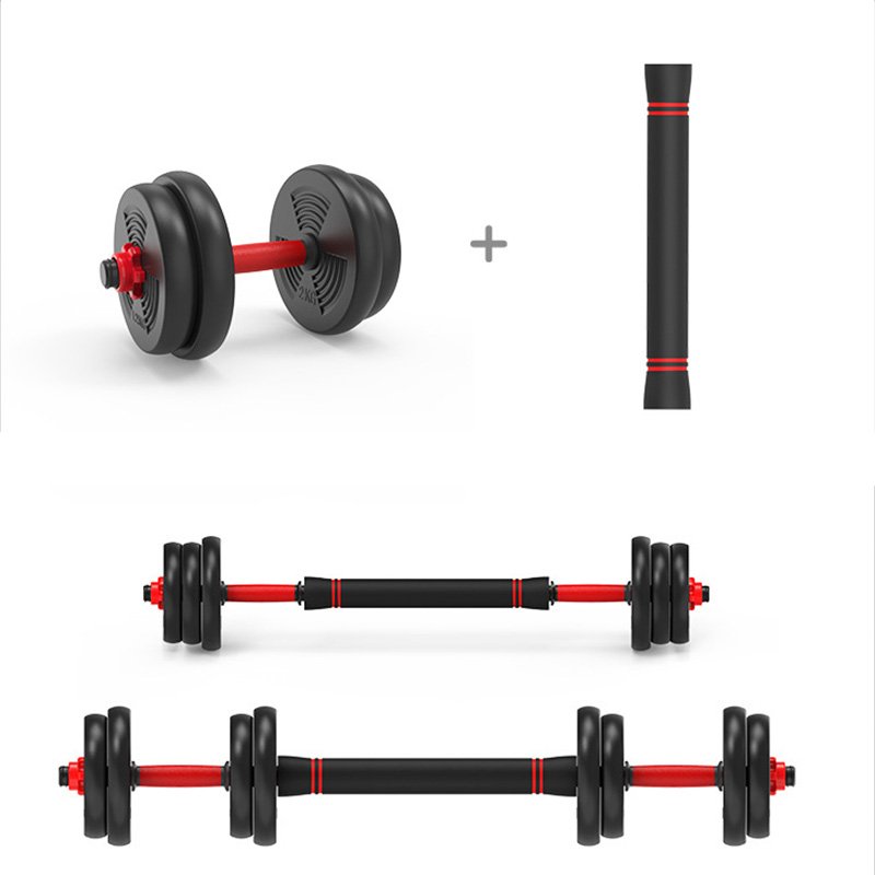 10Kg Adjustable Weight Barbells Plastic Coated Free Weights Sets with Non-Slip Connecting Rod Quick Conversion Dumbbell