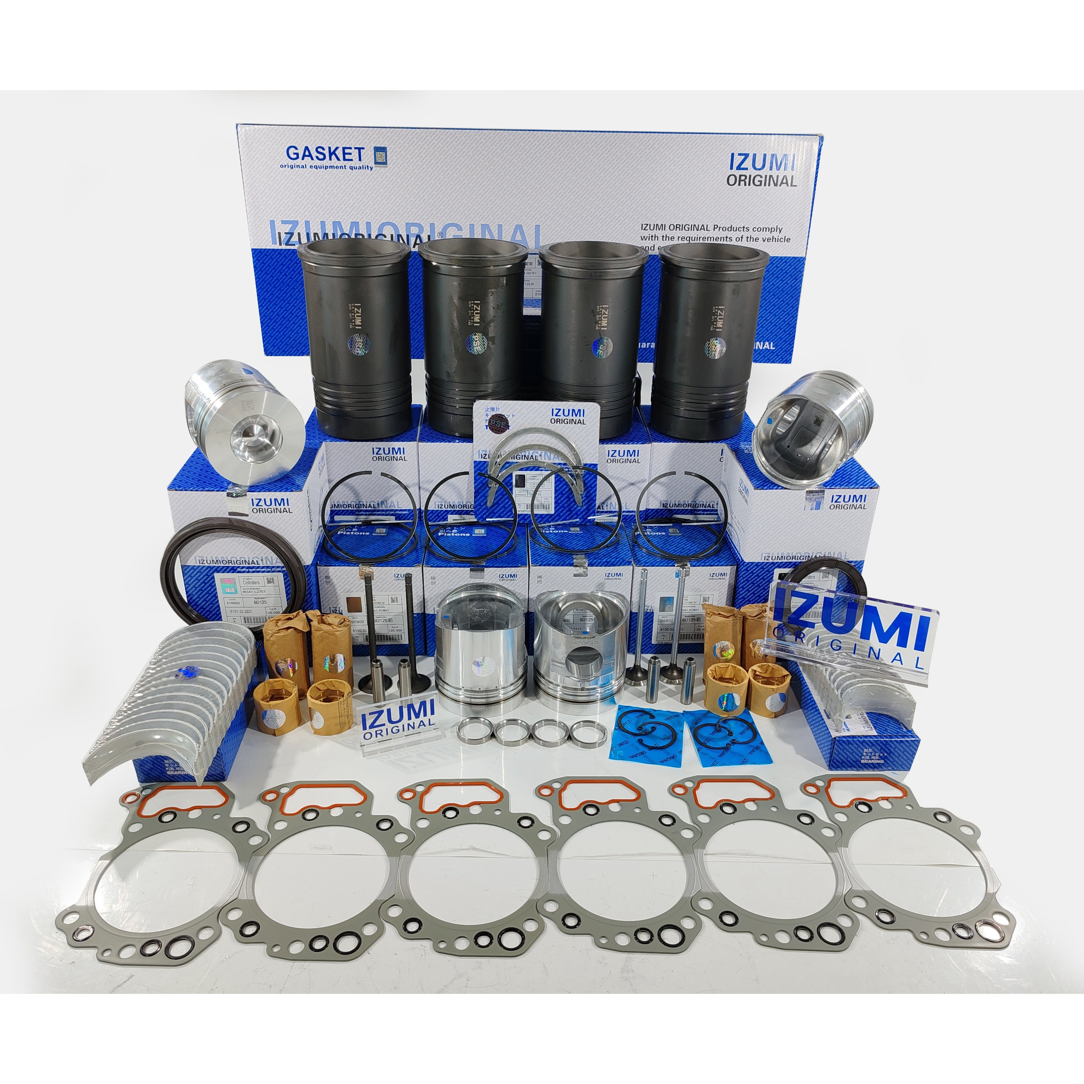 Parts For KOMATSU 6D95 6D125 6D140 6D170 S6D125 S6D105 S6D155 Piston Cylinder Liner Gasket Head Water Pump Injector Rebuild Kit