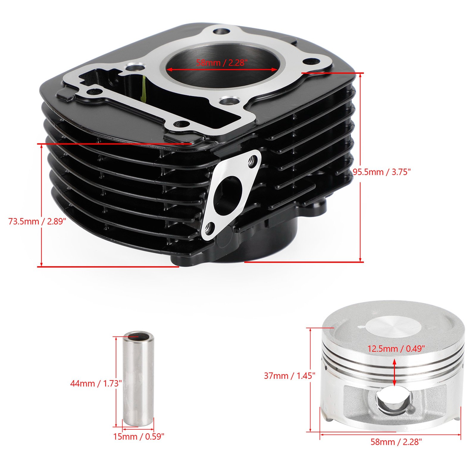 58mm Cylinder Barrel Jug Piston Gasket Kit For Yamaha FZ16 FZ-16 2015-2018 45P-E1310-00 motorcycles parts