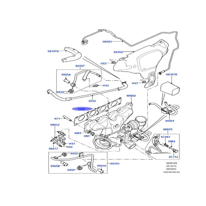2.0L 16V PETROL LR025852 FIT FOR LAND ROVER EXHAUST MANIFOLD TURBO GASKET CAR SPARE PARTS