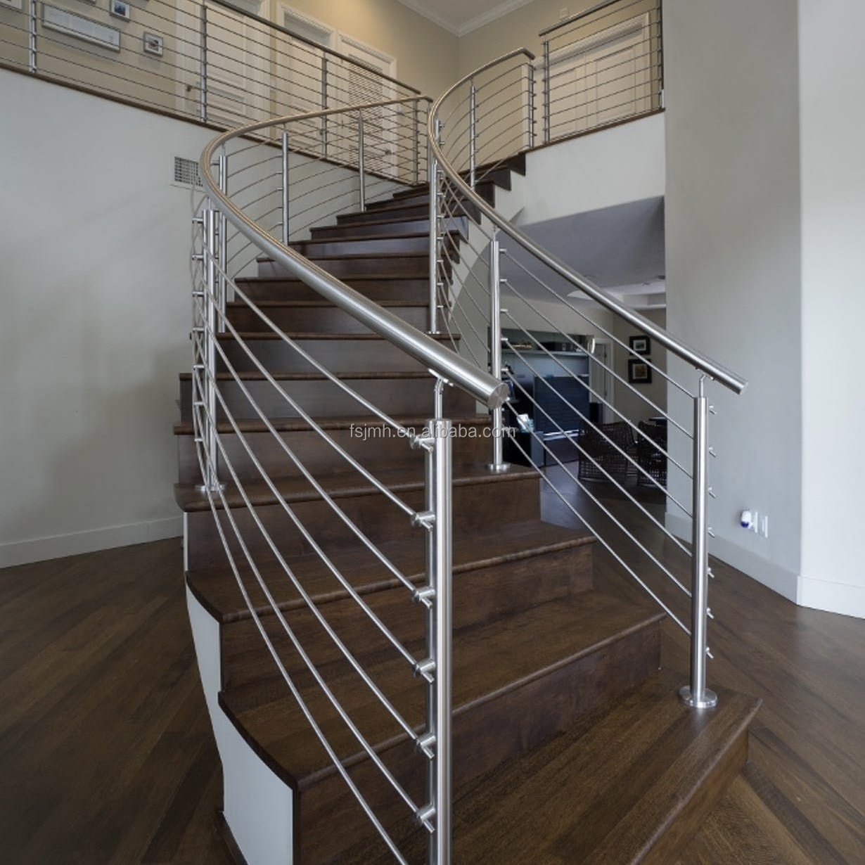 Railing Project Solution Round Tube Rod Stairs Railing Indoor Outdoor Deck Balcony Railings Rod Bar Post Handrail Balustrade
