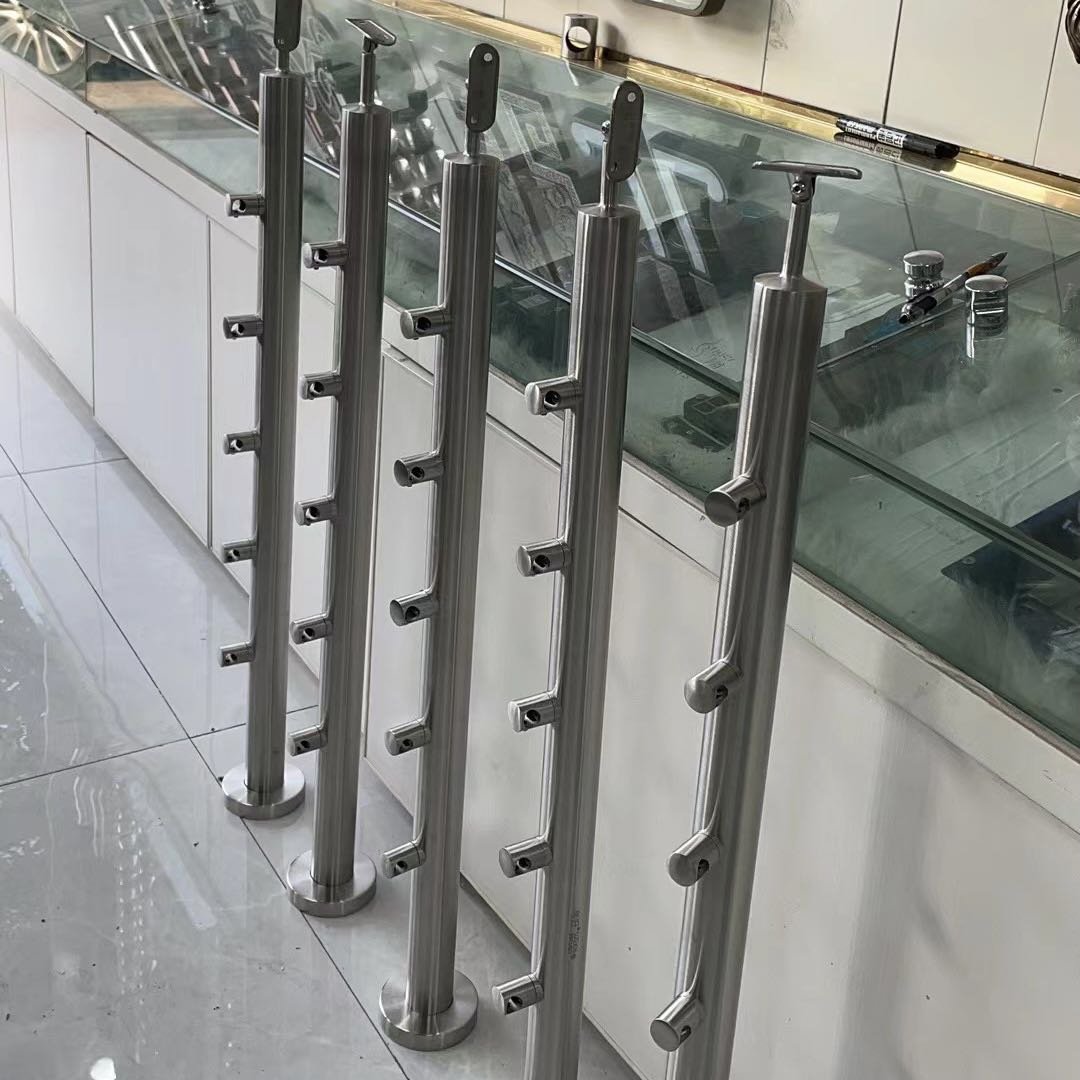Railing Project Solution Round Tube Rod Stairs Railing Indoor Outdoor Deck Balcony Railings Rod Bar Post Handrail Balustrade