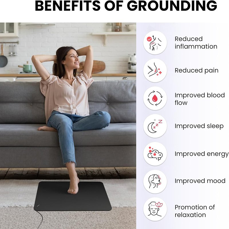 Grounding Mat with Copper Grounding Rod Connect to Earth EMF Recovery for Foot Therapy Universal Conductive Grounding Sleep Mat