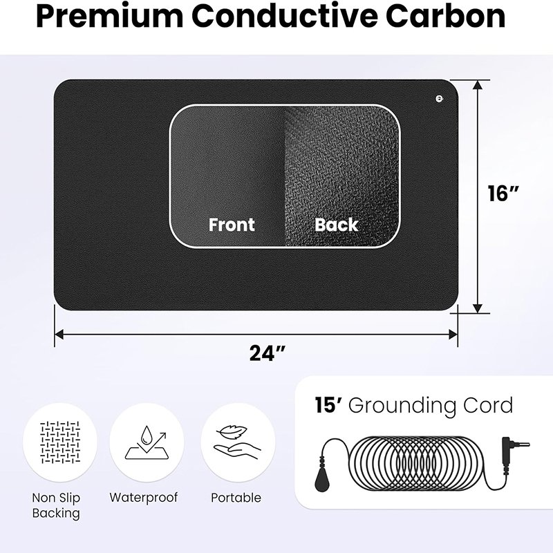 Grounding Mat with Copper Grounding Rod Connect to Earth EMF Recovery for Foot Therapy Universal Conductive Grounding Sleep Mat