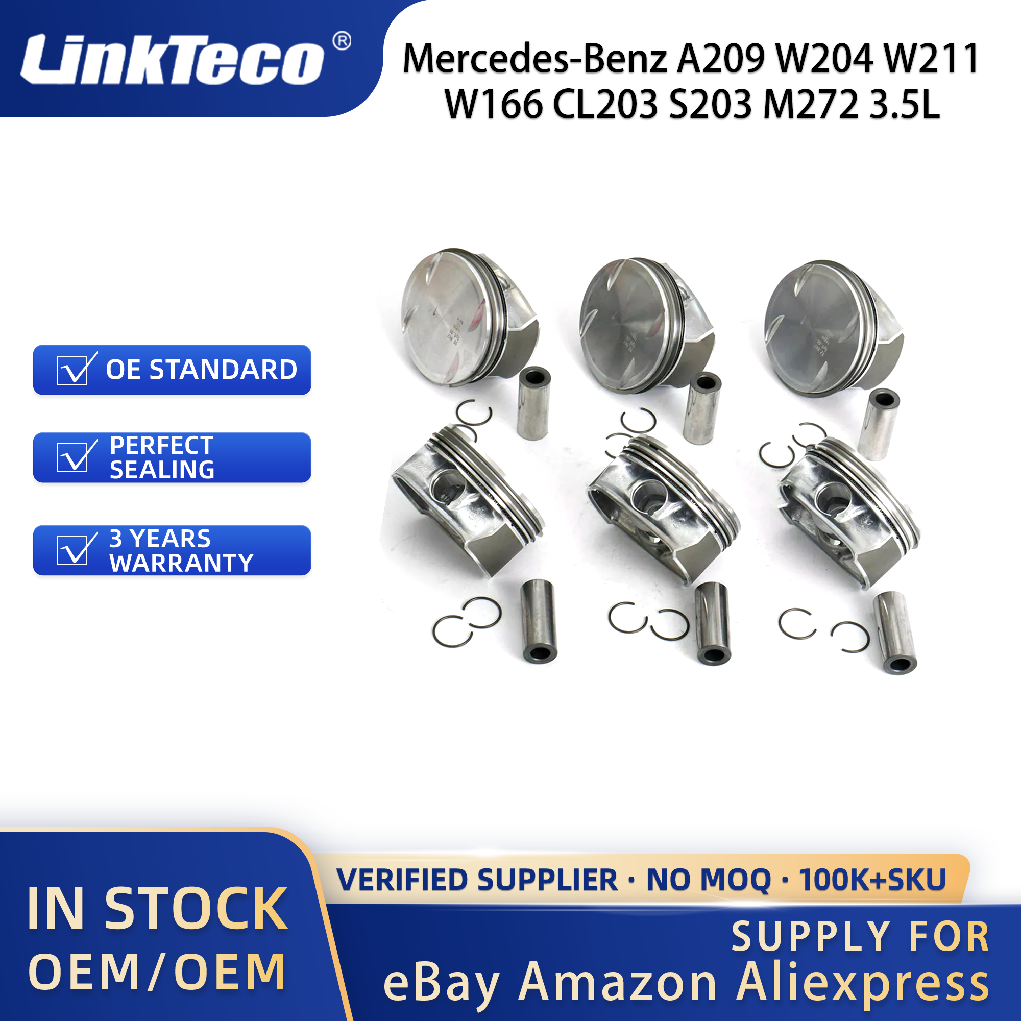 Linkteco Engine Rebuild Overhaul Kit For Mercedes-Benz A209 W204 W211 W166 CL203 S203 M272 3.5L 2006-2015 2720300060 2720300160