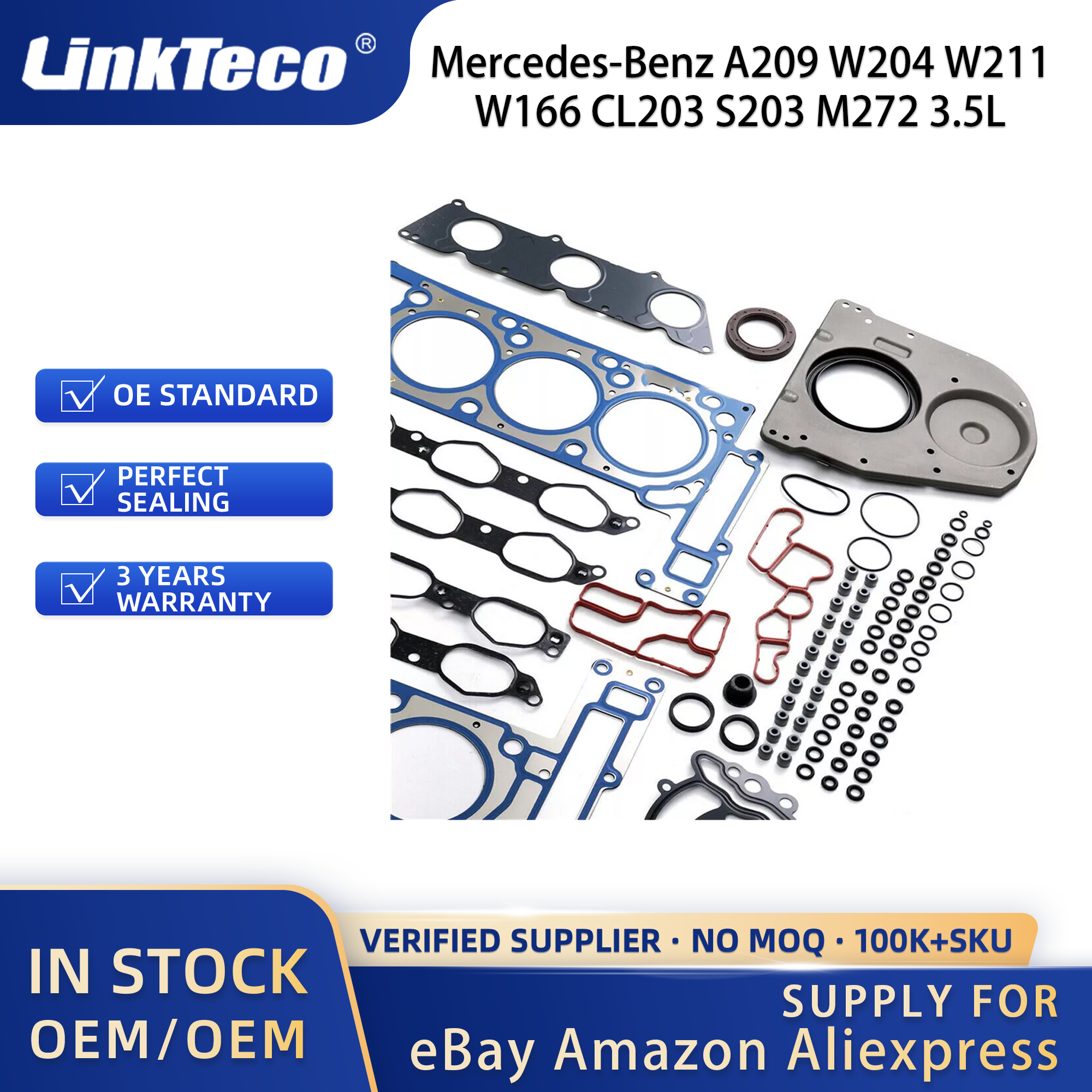 Linkteco Engine Rebuild Overhaul Kit For Mercedes-Benz A209 W204 W211 W166 CL203 S203 M272 3.5L 2006-2015 2720300060 2720300160
