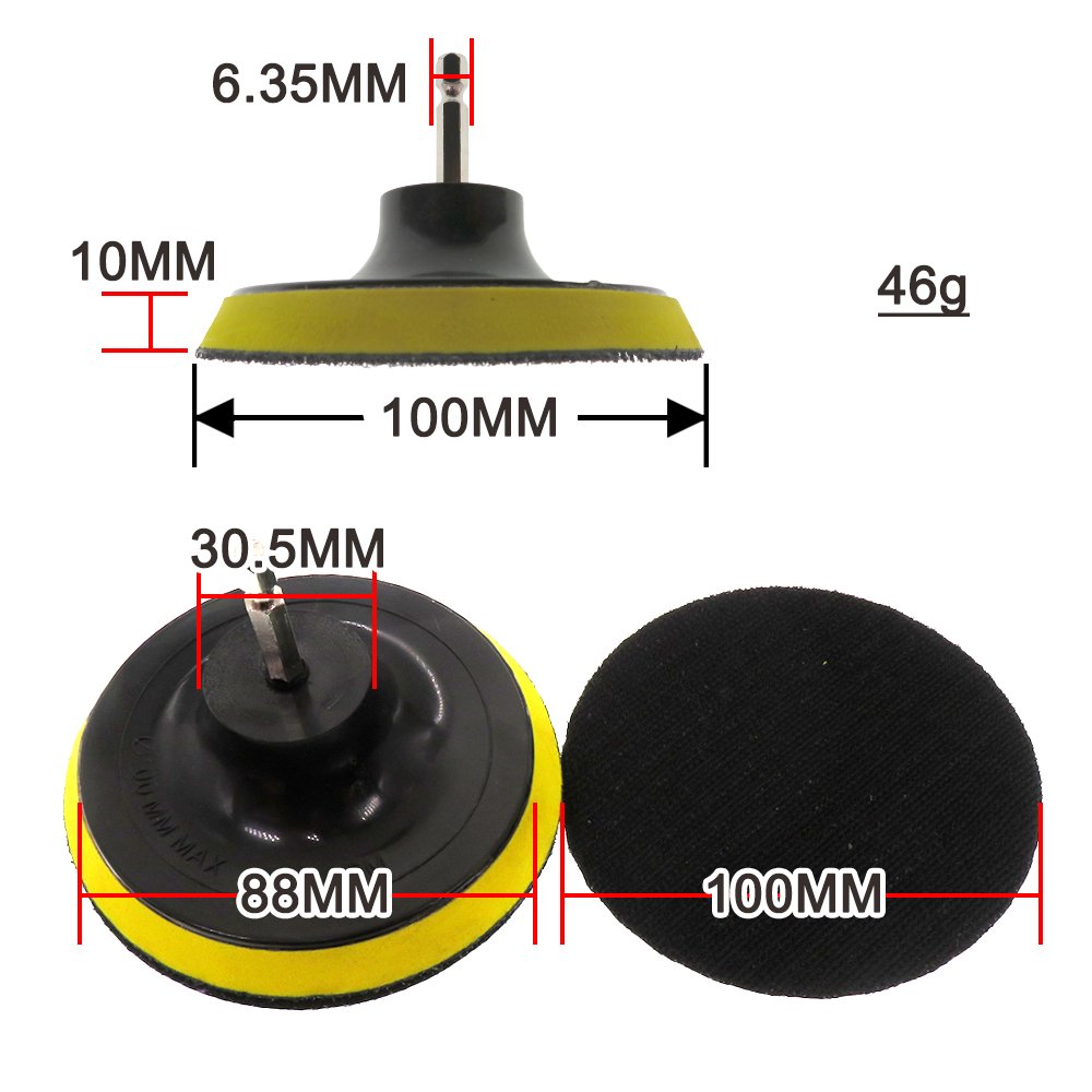 High Quality 4Inch Replacement Hook and Loop Sanding Backing Pad Sander Disc with 6.35mm Hex Connection Rod for Glass Polishing
