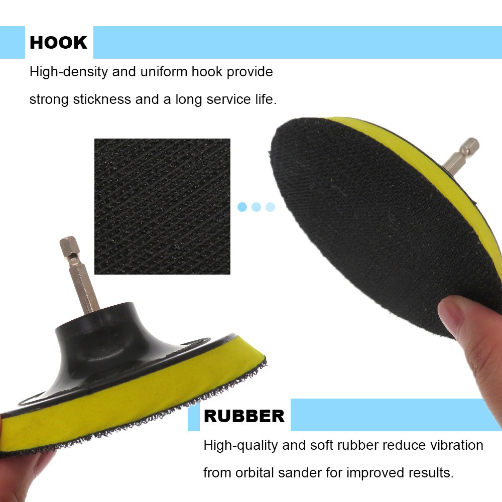 High Quality 4Inch Replacement Hook and Loop Sanding Backing Pad Sander Disc with 6.35mm Hex Connection Rod for Glass Polishing
