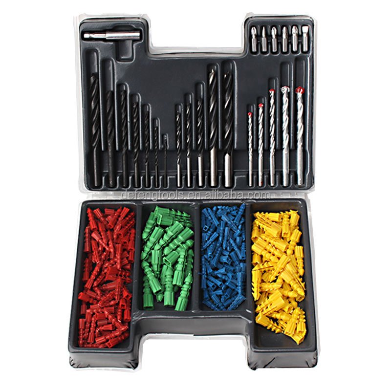 300pc Twist drill three pointed woodwork drill construction drill screwdriver head connect rod expansion screw household tool