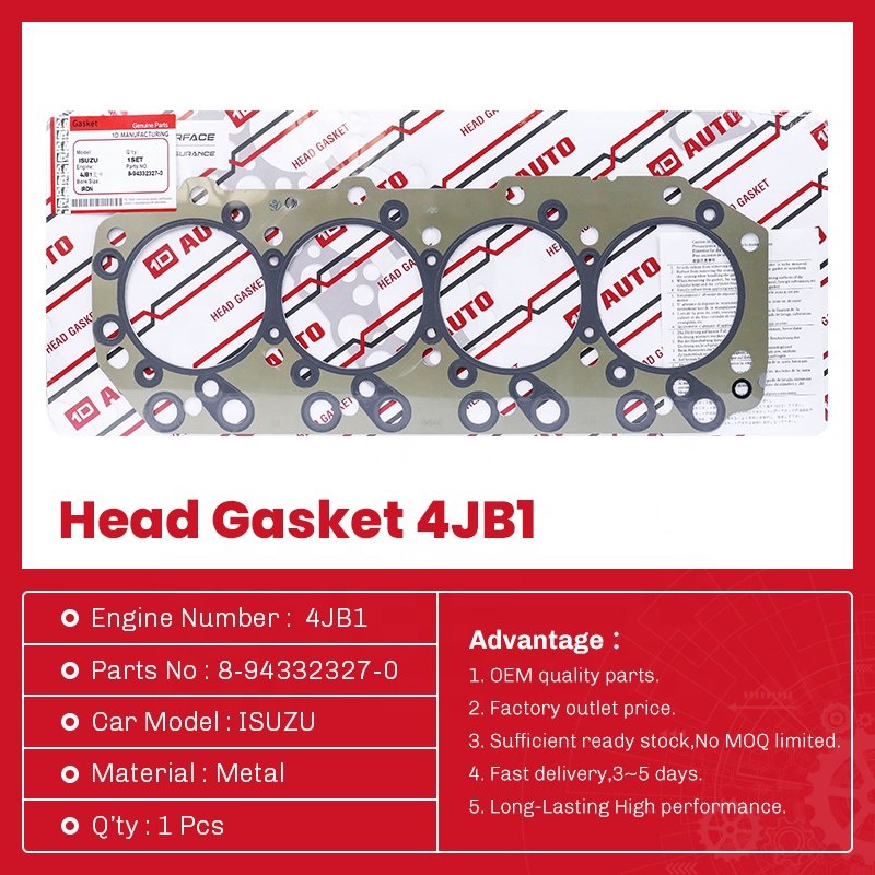 1D Automobile Engine Parts IRON Metal head gasket set 4JB1 OEM: 8-94332327-0 head gasket for isuzu