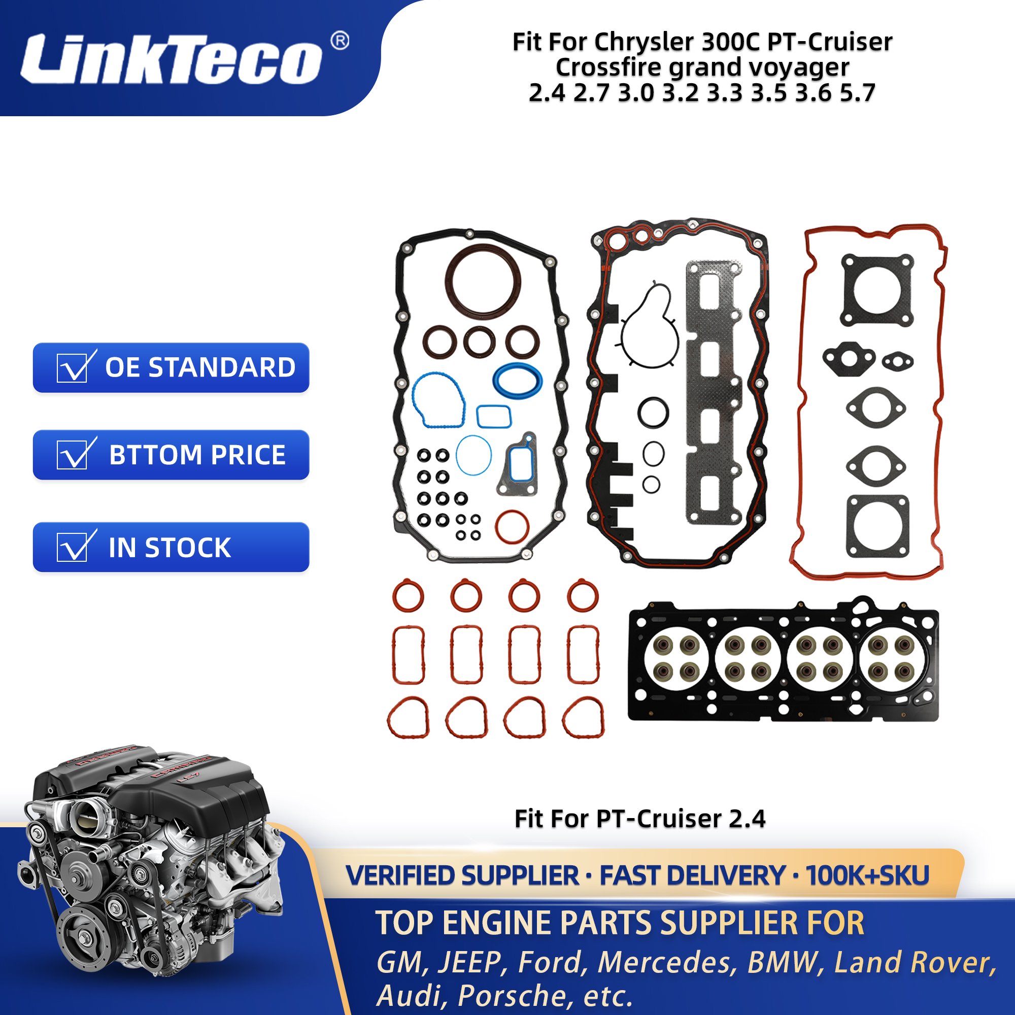 Linkteco Car Engine Cylinder Head Gaskets For Chrysler 300C PT-Cruiser Crossfire grand voyager 2.4 2.7 3.0 3.2 3.3 3.5 3.6 5.7