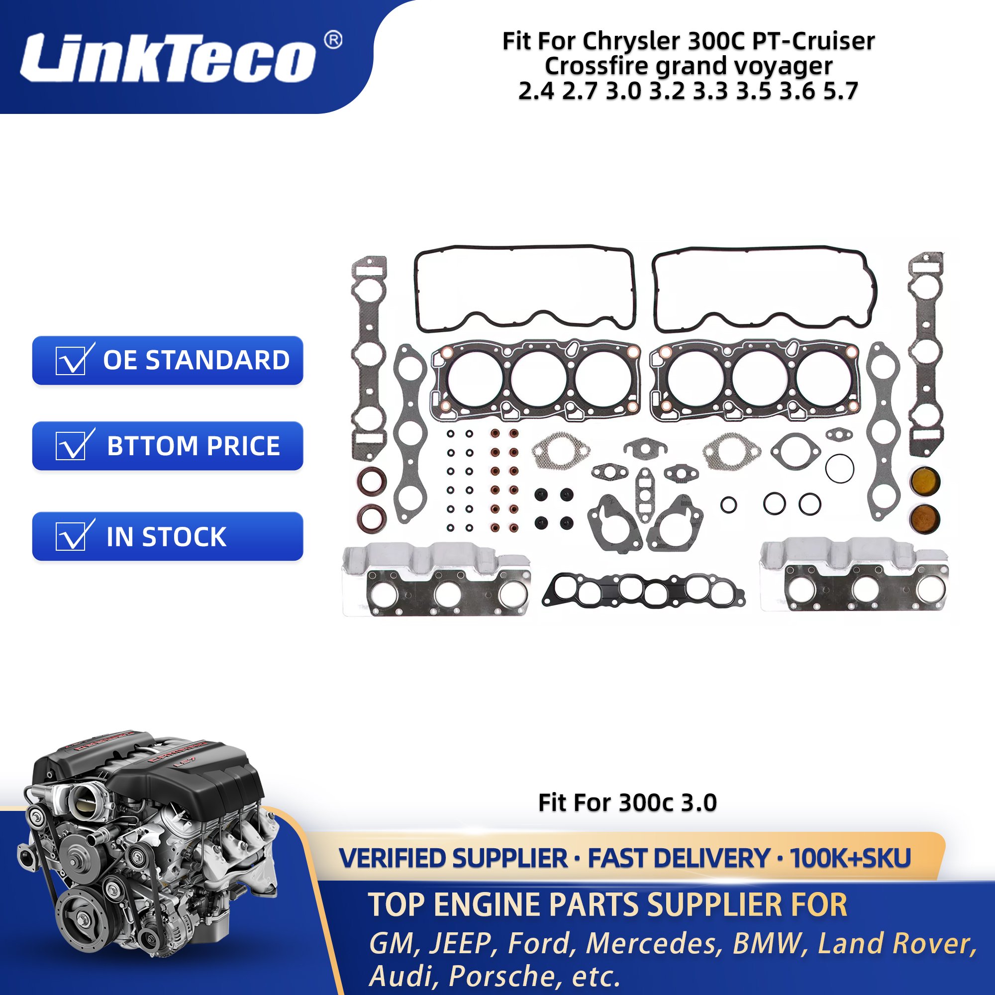 Linkteco Car Engine Cylinder Head Gaskets For Chrysler 300C PT-Cruiser Crossfire grand voyager 2.4 2.7 3.0 3.2 3.3 3.5 3.6 5.7
