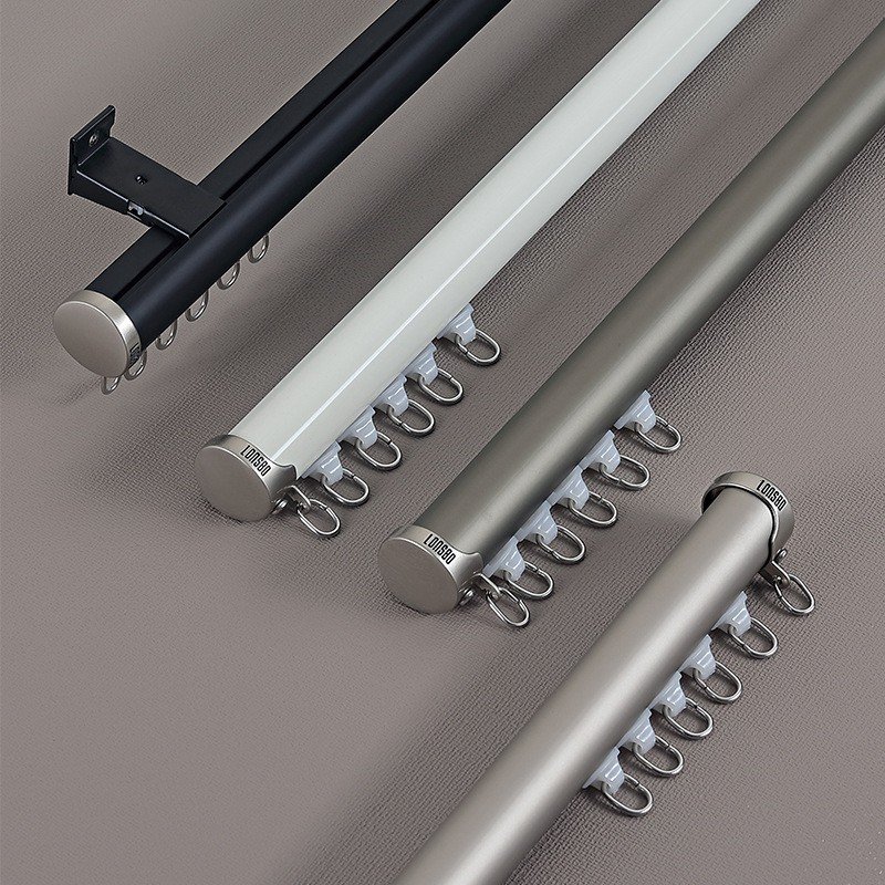 Curtain Rods Customized Modern Single Aluminum Alloy Metal Curtain Rod With Head Rails Accessories For Household Use