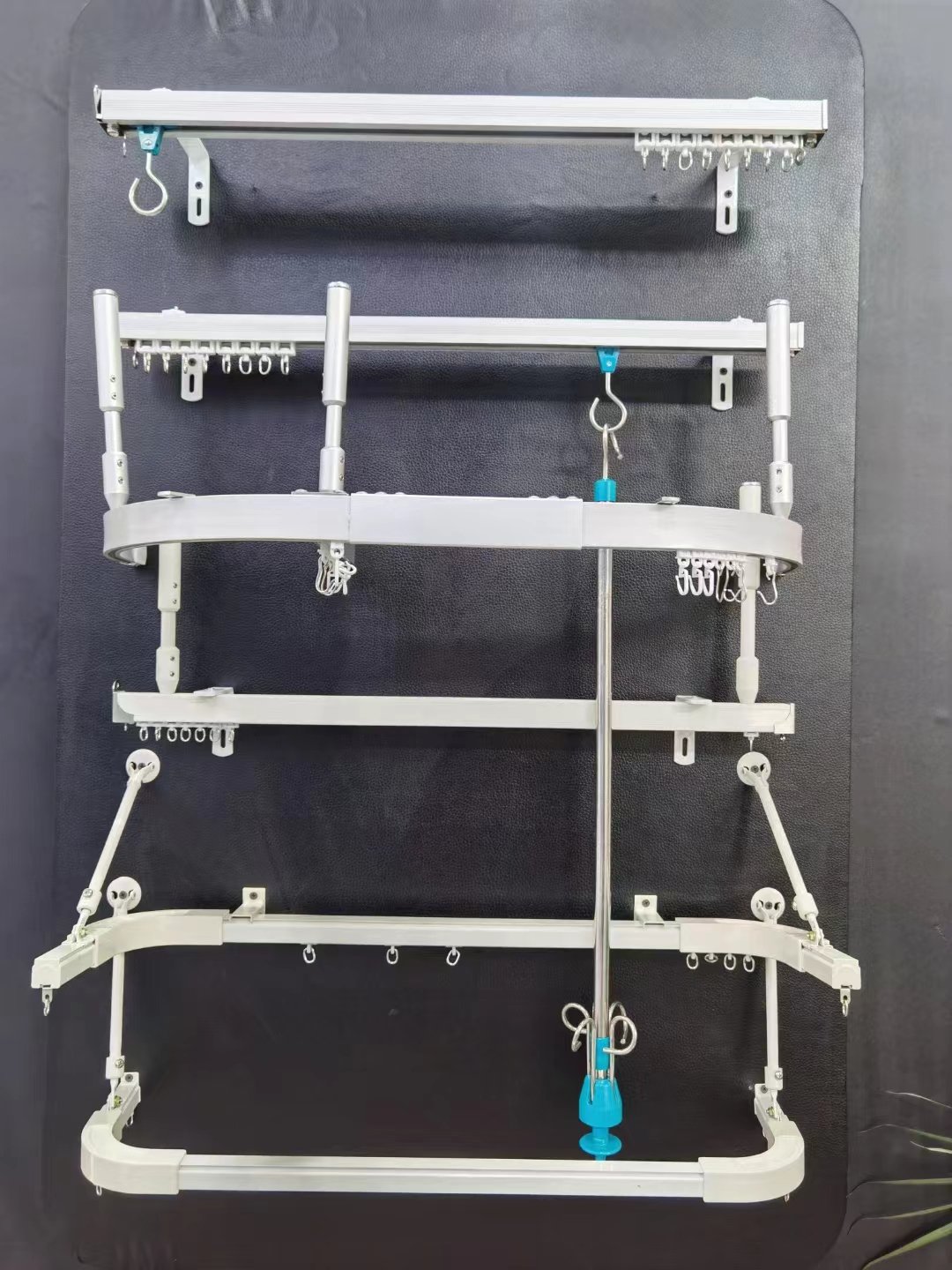 Curtain Rods Customized Modern Single Aluminum Alloy Metal Curtain Rod With Head Rails Accessories For Household Use