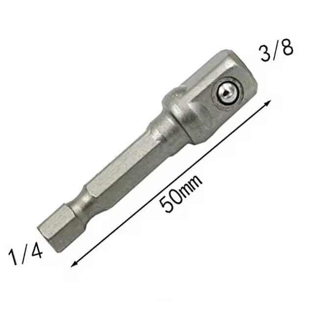 Wrench Sleeve Power Drill Socket Adapter Bits Hex Drill Nut Driver Shank 1/4 3/8 1/2 Connecting Rod Head Extension Drill Bits