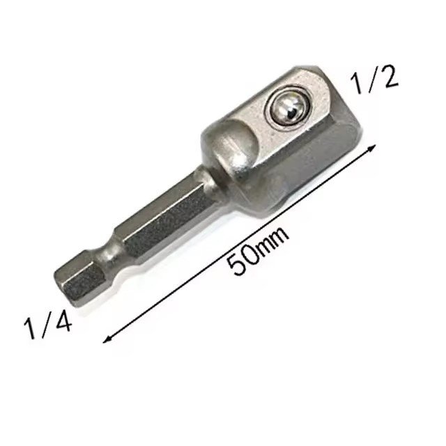 Wrench Sleeve Power Drill Socket Adapter Bits Hex Drill Nut Driver Shank 1/4 3/8 1/2 Connecting Rod Head Extension Drill Bits