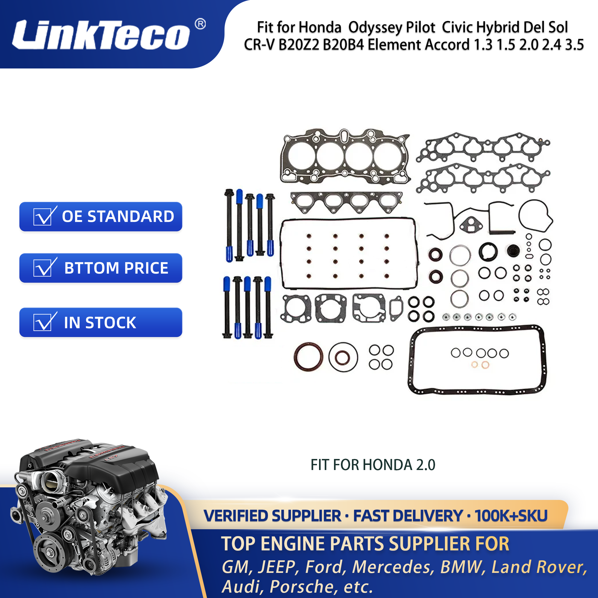 Linkteco Cylinder Head Gaskets for Honda Odyssey Pilot Civic Hybrid Element Accord Crosstour 1.3 1.5 2.0 2.4 3.5 HS26260PT