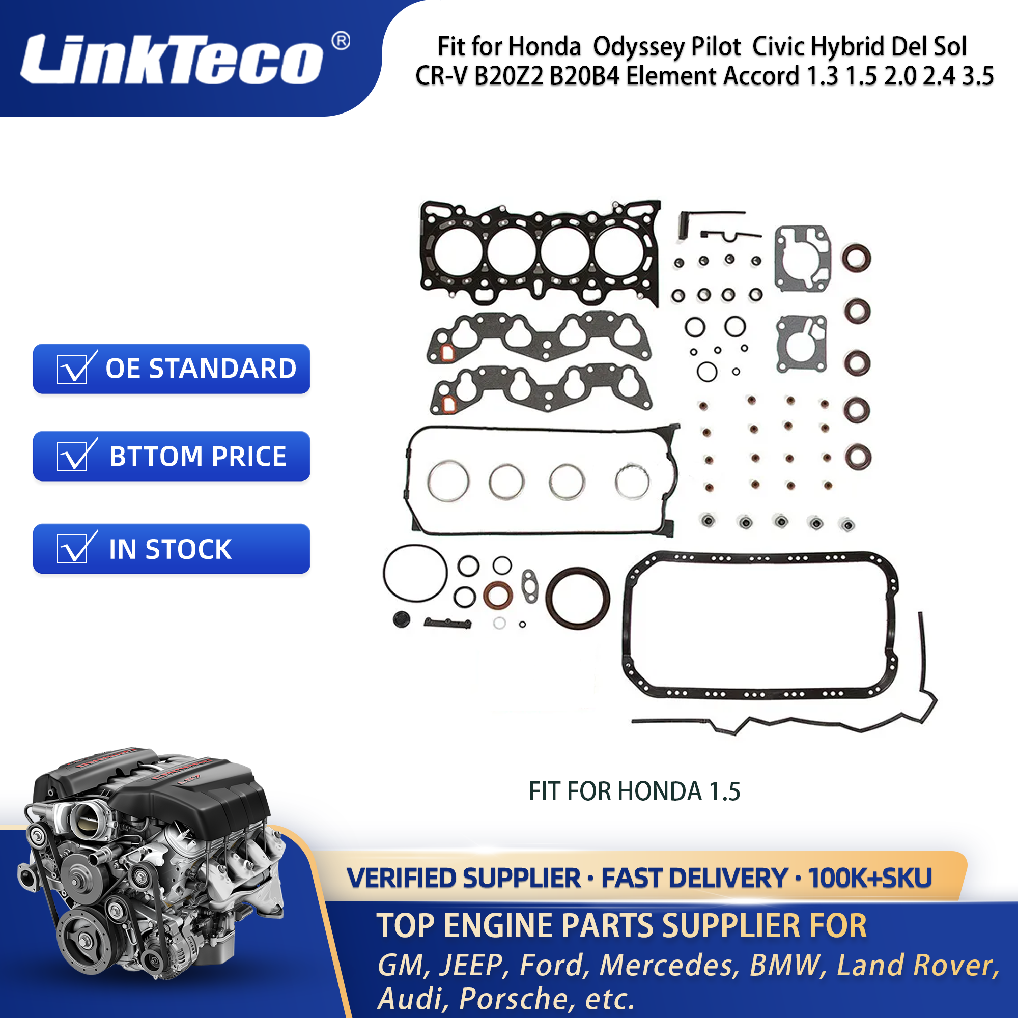 Linkteco Cylinder Head Gaskets for Honda Odyssey Pilot Civic Hybrid Element Accord Crosstour 1.3 1.5 2.0 2.4 3.5 HS26260PT