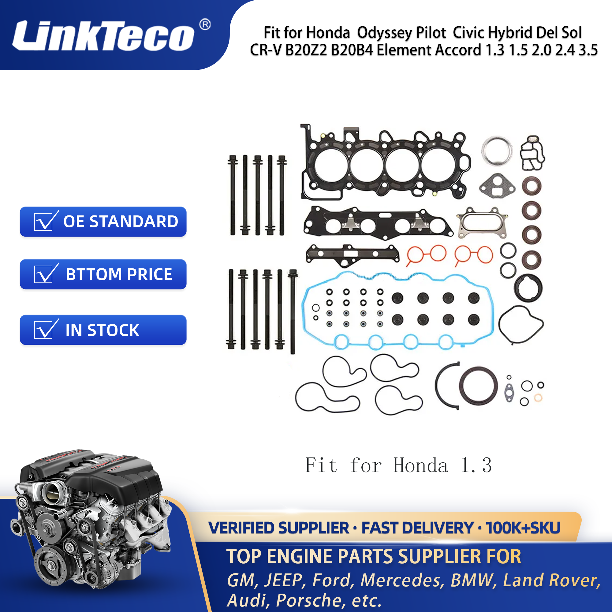 Linkteco Cylinder Head Gaskets for Honda Odyssey Pilot Civic Hybrid Element Accord Crosstour 1.3 1.5 2.0 2.4 3.5 HS26260PT