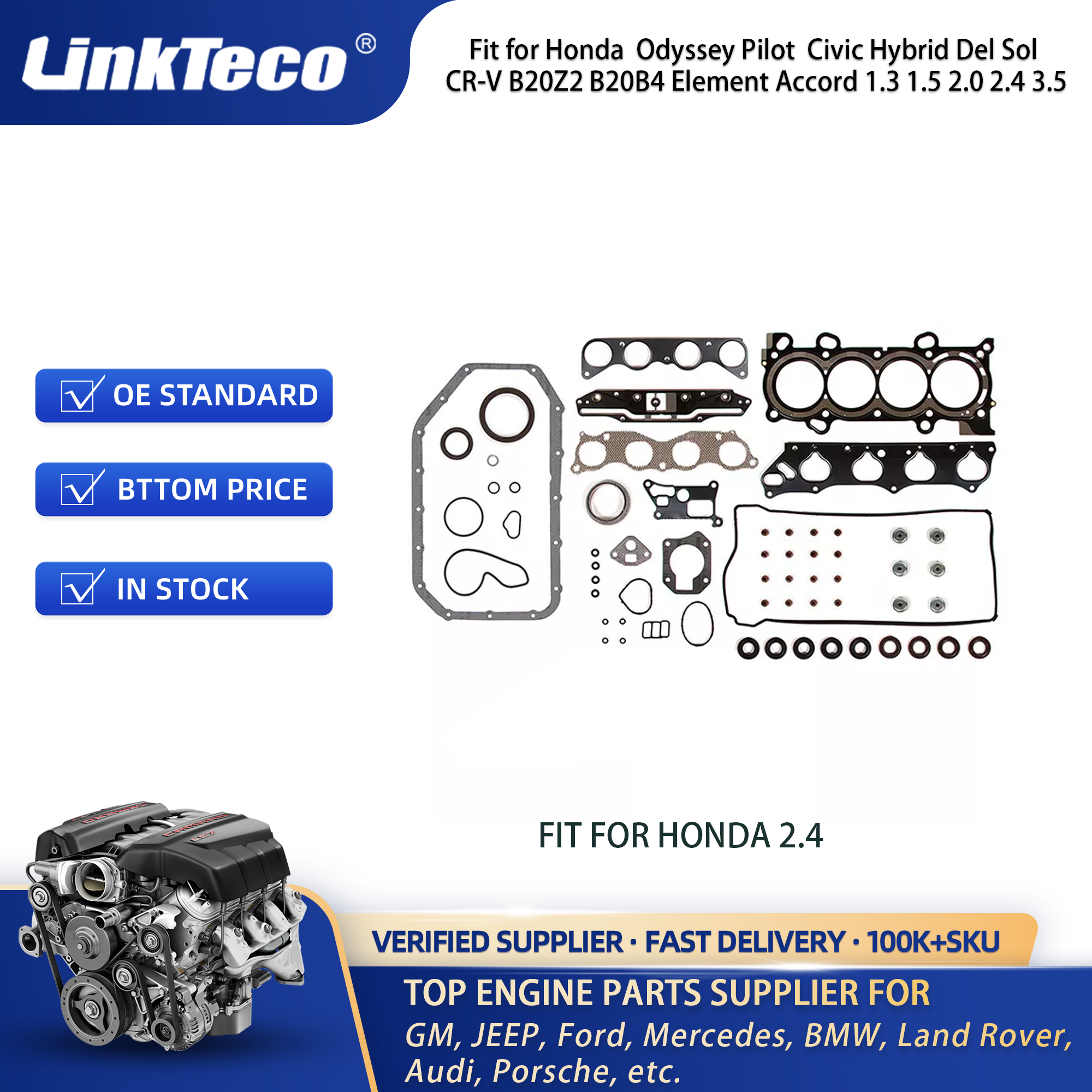 Linkteco Cylinder Head Gaskets for Honda Odyssey Pilot Civic Hybrid Element Accord Crosstour 1.3 1.5 2.0 2.4 3.5 HS26260PT