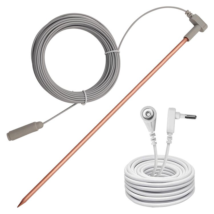 Pure Copper Grounding Rod With 12.2M Female Ground Cord 4.5M Earthing Wire For Grounding Mat Pillowcase And Blankets