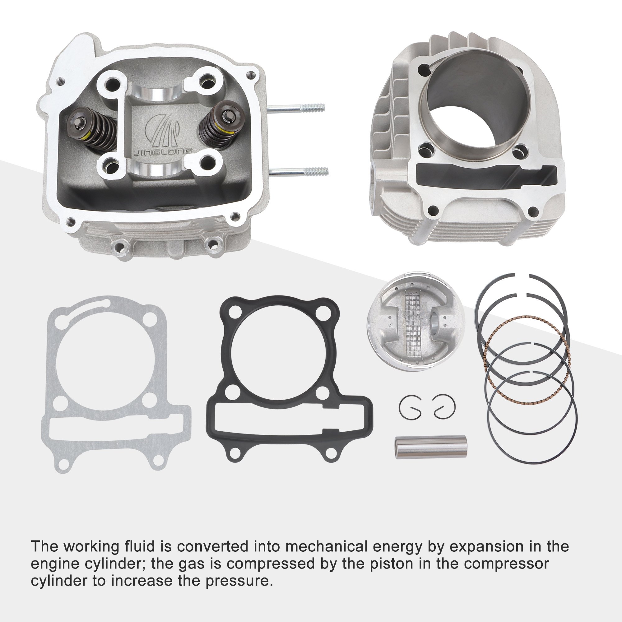 GOOFIT 62.5mm Cylinder Liners Heads Piston Gasket Block Kit Replacement for GY6 180cc 200cc 250cc ATV Off-Road Vehicle