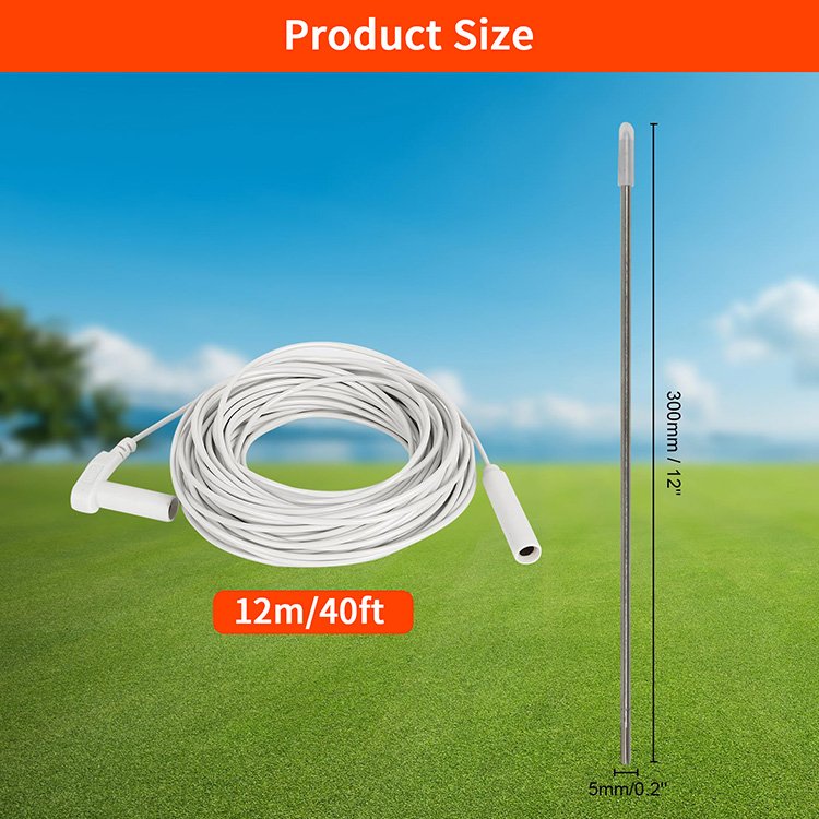 Grounding Rod with 40ft(12m) Wire Electrical Grounding Bars Earthing Products Use with Earthing Sheet Grounding Mat Pillowcase
