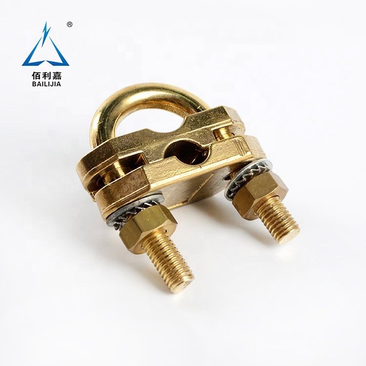 Factory Wholesale Cheap Earthing Ground Rod Connector Brass Earthing U Bolt Copper Cable Clamp