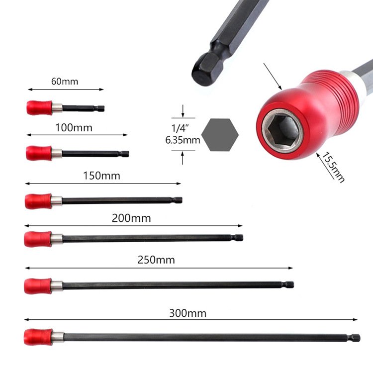 Hexagonal handle 6.35mm magnetic connecting rod self-locking extension rod electric drill screwdriver adapter rod
