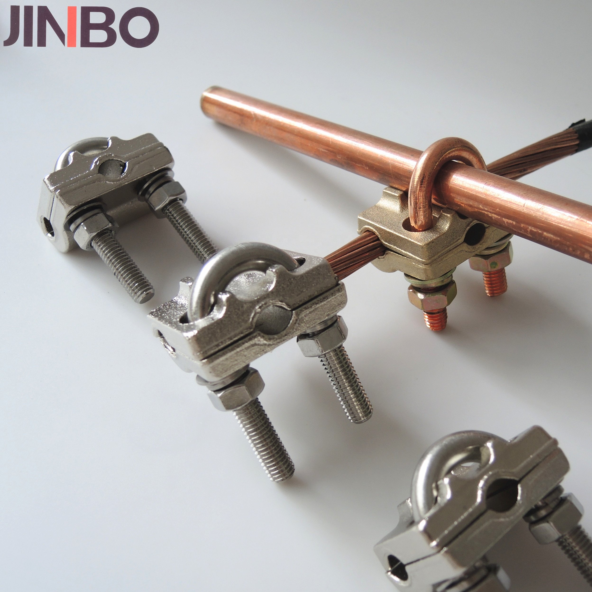 Factory Price High Quality Wire Earth Rod Clamp Brass U Bolt Rod Clamp Copper Grounding Clamp