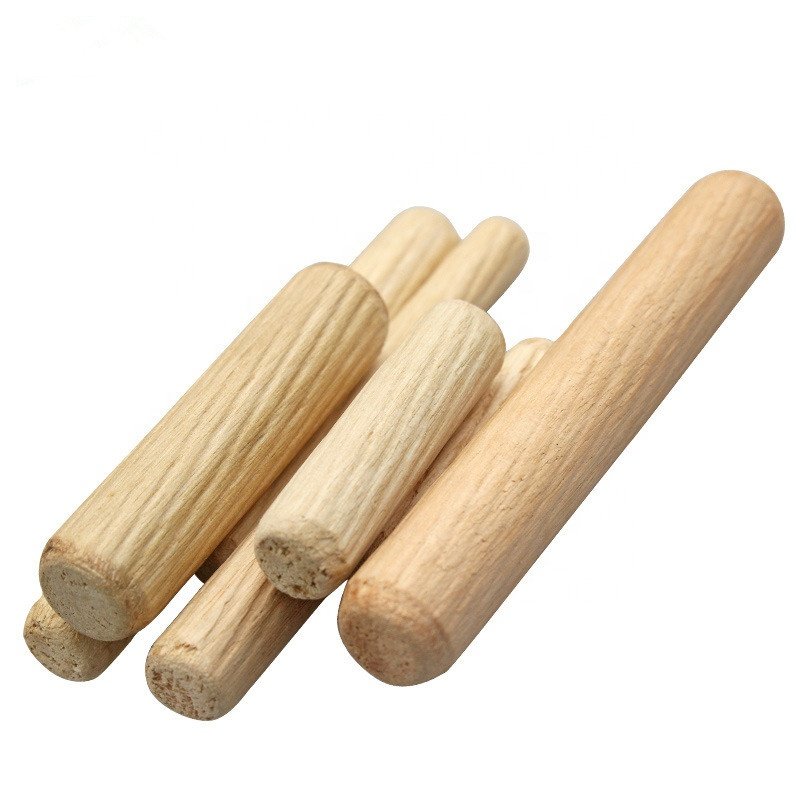 Furniture Hardware Wooden Beveled Ends Tapered Straight Grooved Wood Dowel Pins For Furniture