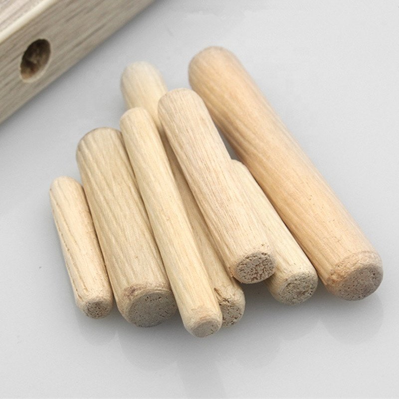 Furniture Hardware Wooden Beveled Ends Tapered Straight Grooved Wood Dowel Pins For Furniture