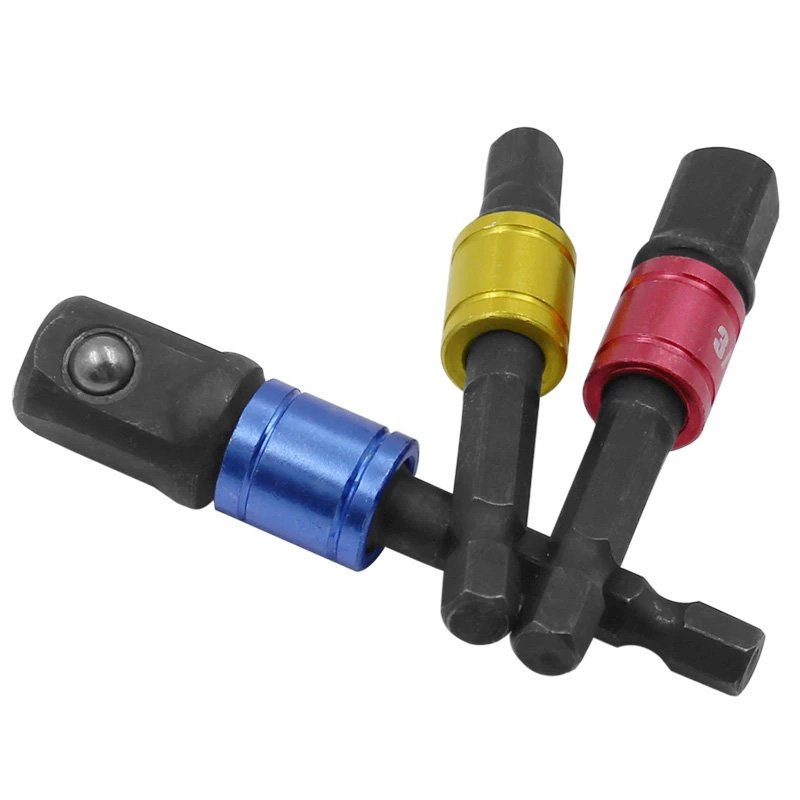 3 Pcs/ Set 1/4" 3/8" 1/2" Hex Shank Square Drill Socket Adapter Impact Drill Extension Drill Bits Bar Socket Adapter