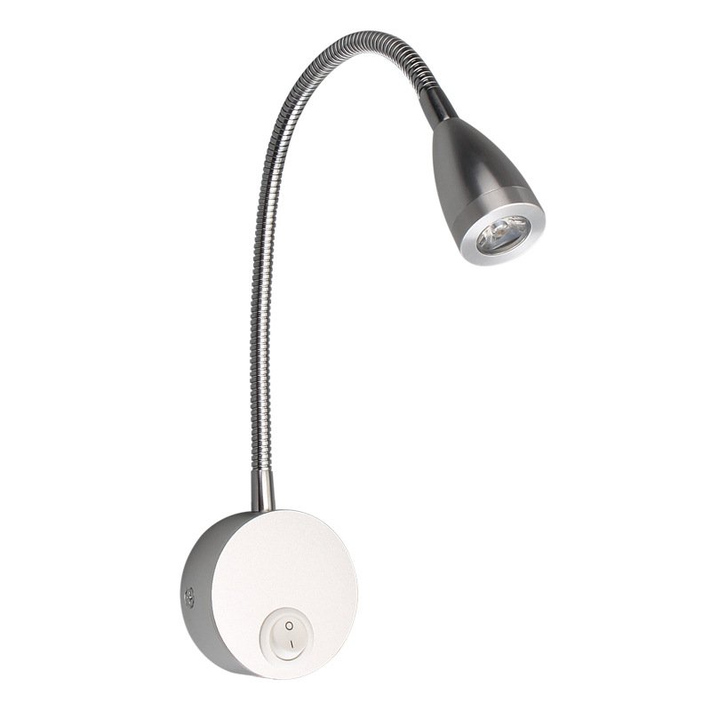 3W LED wall light hotel bedside headboard reading light with flexible gooseneck switch wall lamp Plug line hose light modern
