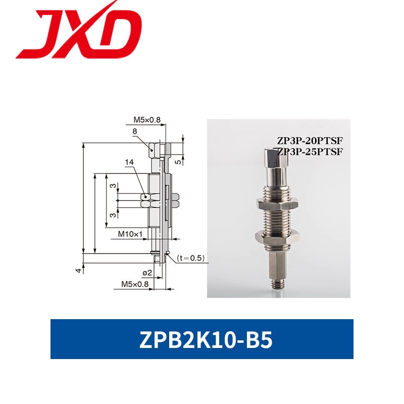 JXD SMC ZP3P Series Open Bag Vacuum Suction Cup Connector Pneumatic Metal Connecting Rod