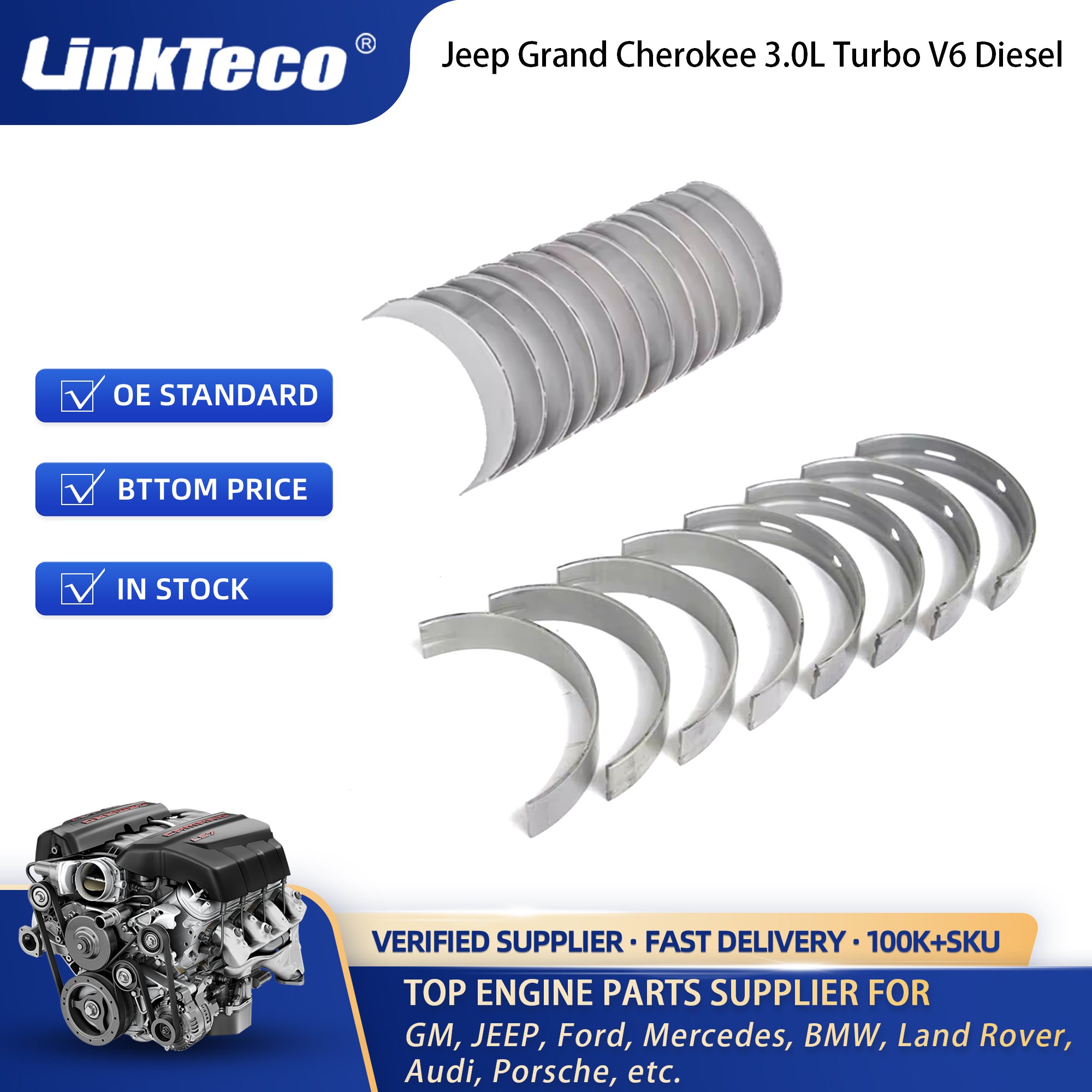 Linkteco Crankshaft & Connecting Rod & Piston & Rings & Engine Bearing For Jeep Grand Cherokee RAM 1500 Diesel 3.0 2014-2022