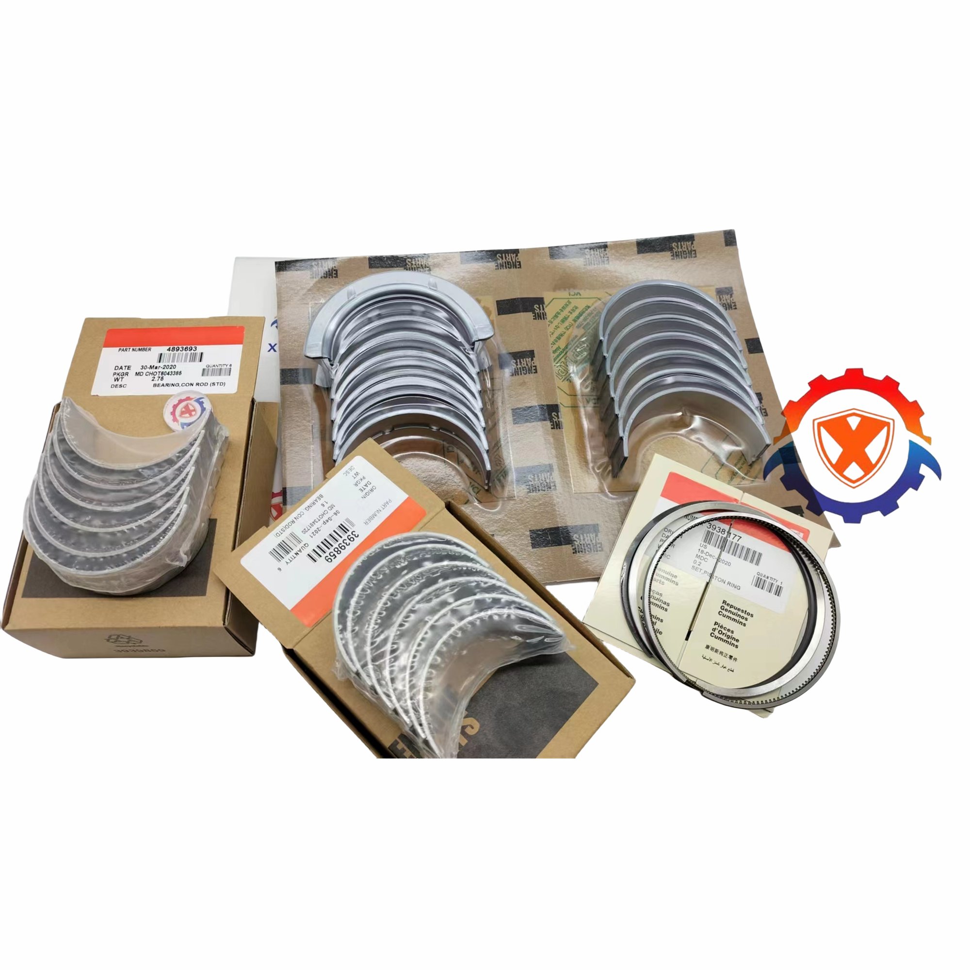XUNPO 6BT 6B5.9 6BT5.9 Engine Main Bearing 3802070 Connecting Rod Bearing Set 3939859 4893693 for Excavators