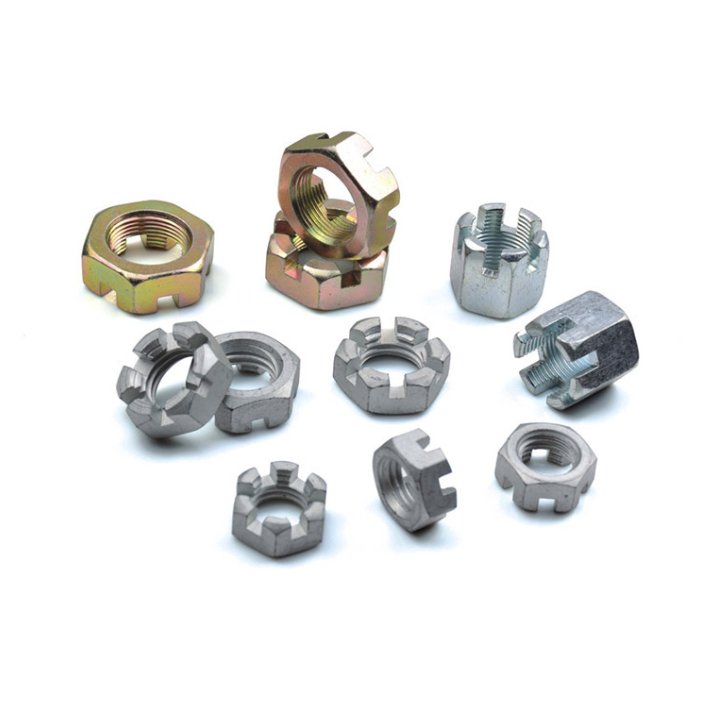 Customized Fine Pitch Thread Hex Thin Slotted Castle Nuts Connecting Rod Wheel Axle Hub Slotted Castle Nut Groove Hexagon