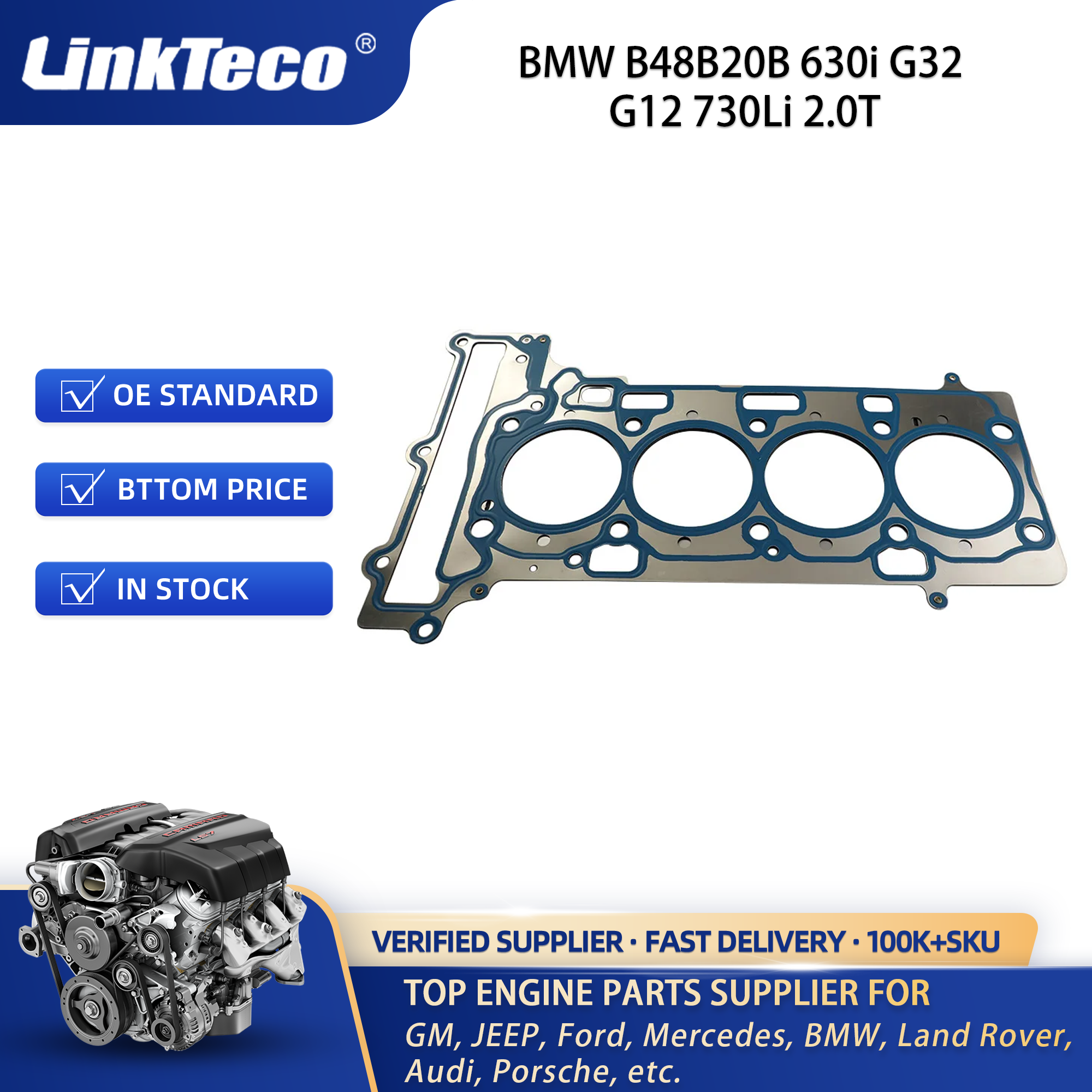 Head Gasket For BMW B48B20B 630i G32 G12 730Li 2.0T 11127934596 10248100 11115-WAA01 H85018-00 61-10166-00 HG2367 WG1910699