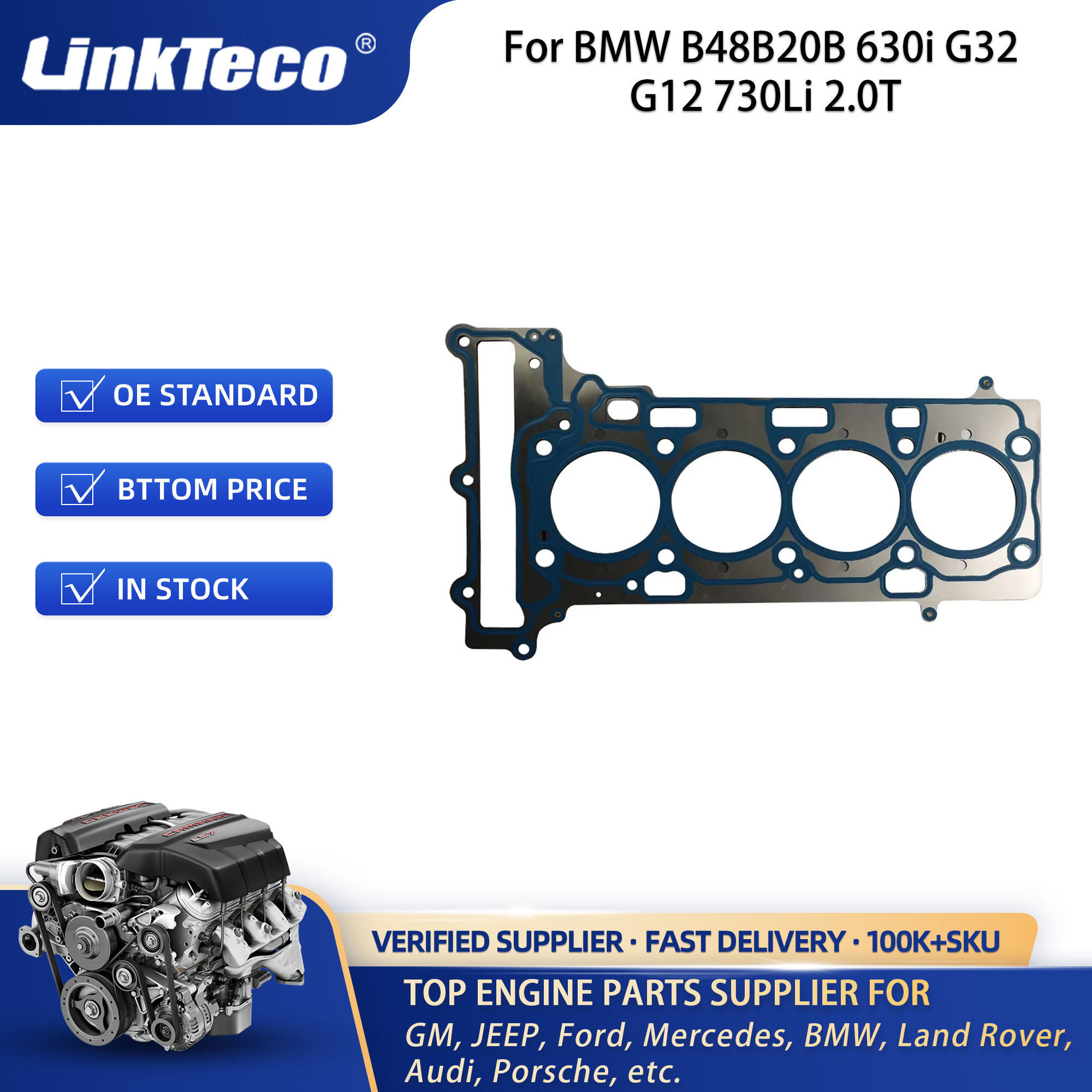 Head Gasket For BMW B48B20B 630i G32 G12 730Li 2.0T 11127934596 10248100 11115-WAA01 H85018-00 61-10166-00 HG2367 WG1910699